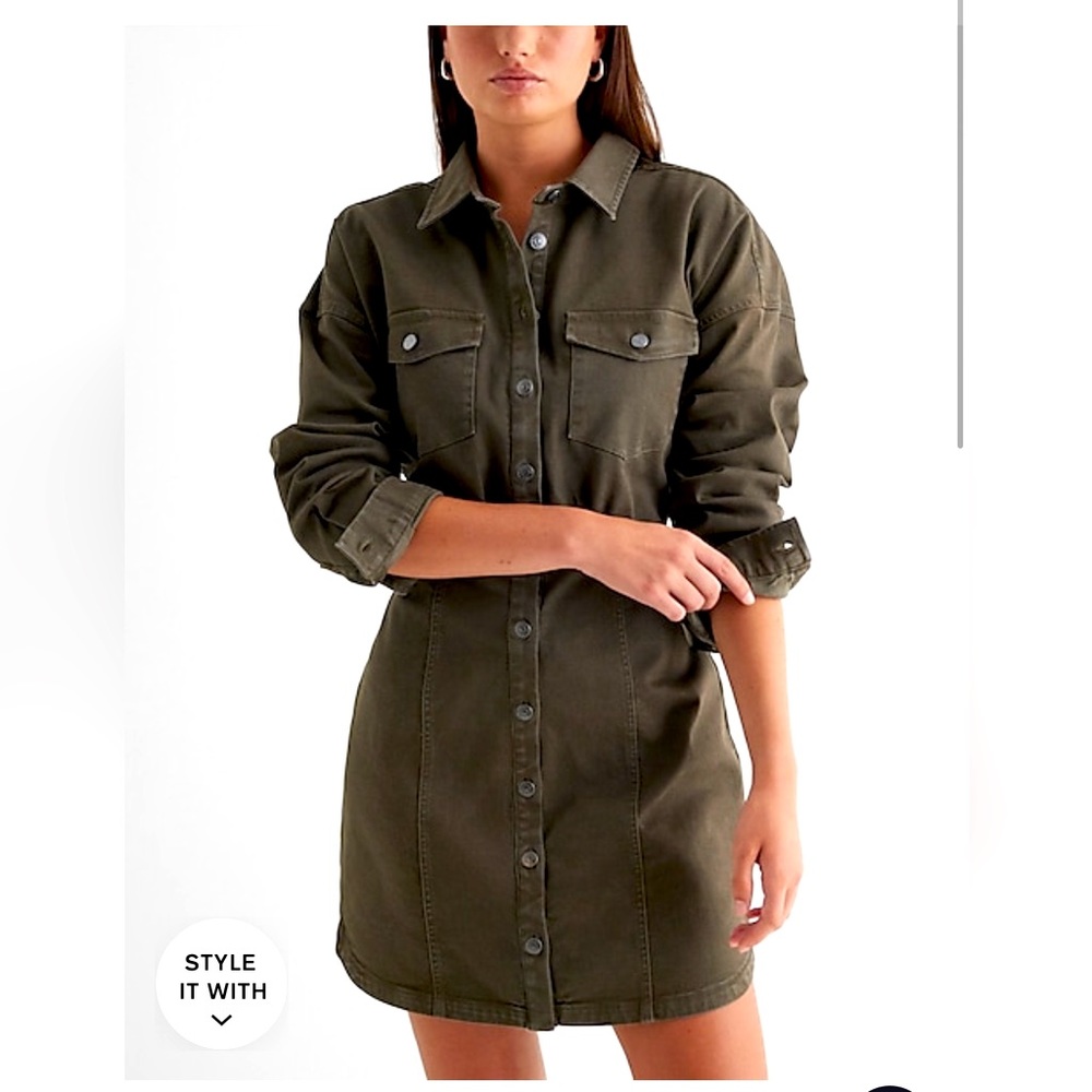 NWOT Denim Fitted Shirt-Dress